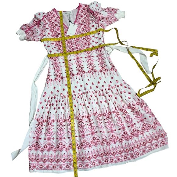 Hale Bob pink and white Logan Embroidered Midi Dress Size Medium - Picture 8 of 10